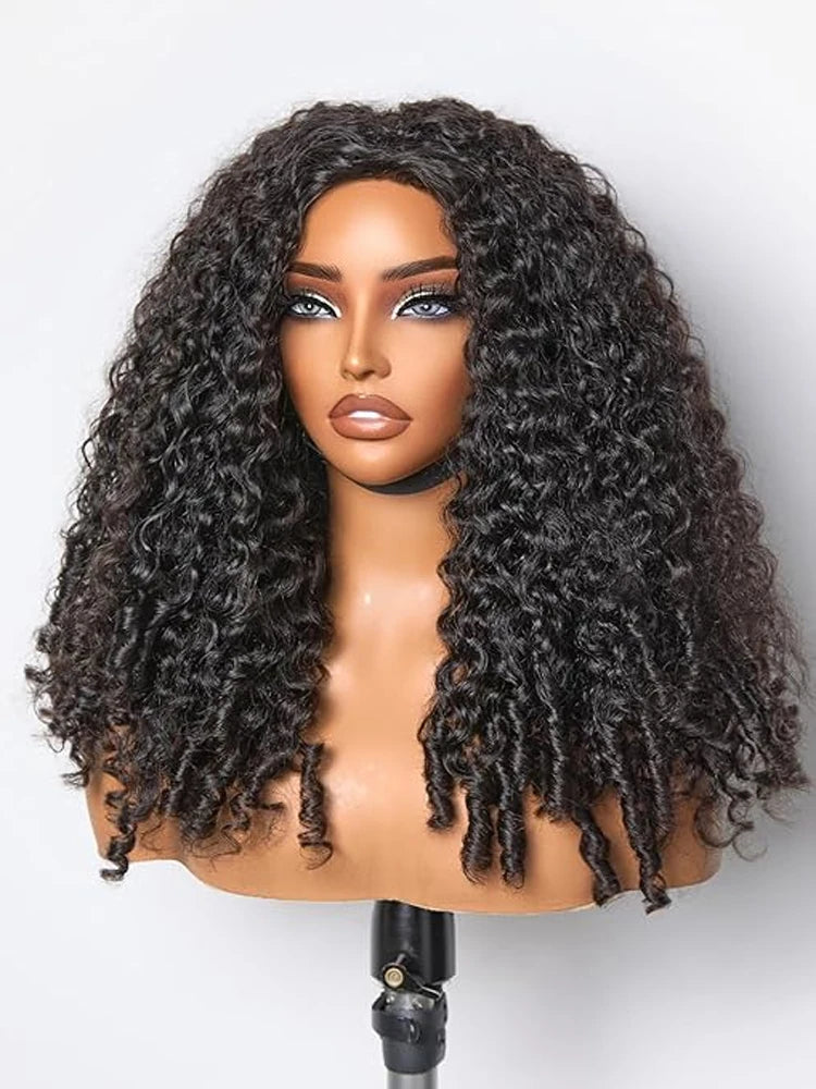 3 in 1 Burmese Curly Half Wig 250 Density Glueless Flip Over Half Wig with Drawstring Spiral Curly Ends Isee Human Hair Wigsi