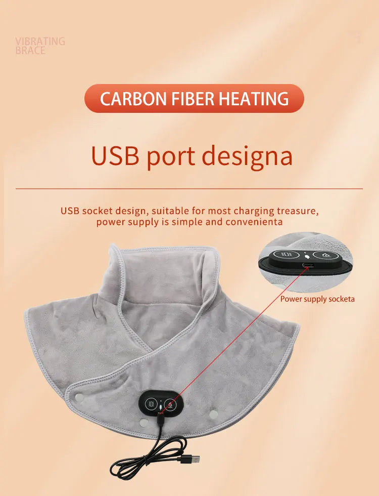 Electric Heating Shoulder Neck Pad Cervical Wrap Three Gear Thermal Compress Massager Vibration Shawl Warm Back Tool Relax Brace