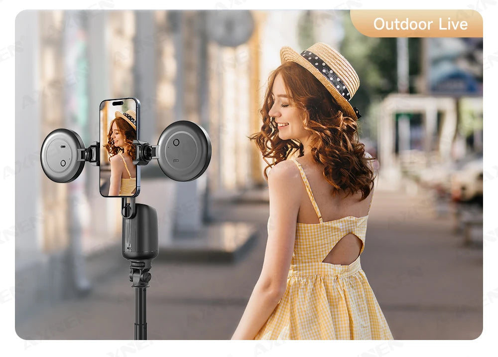 P05 AI Follow Gimbal 360 Rotation Face Tracking Stabilizer Filming Portable Desktop Cellphone Holder for Live/Photo