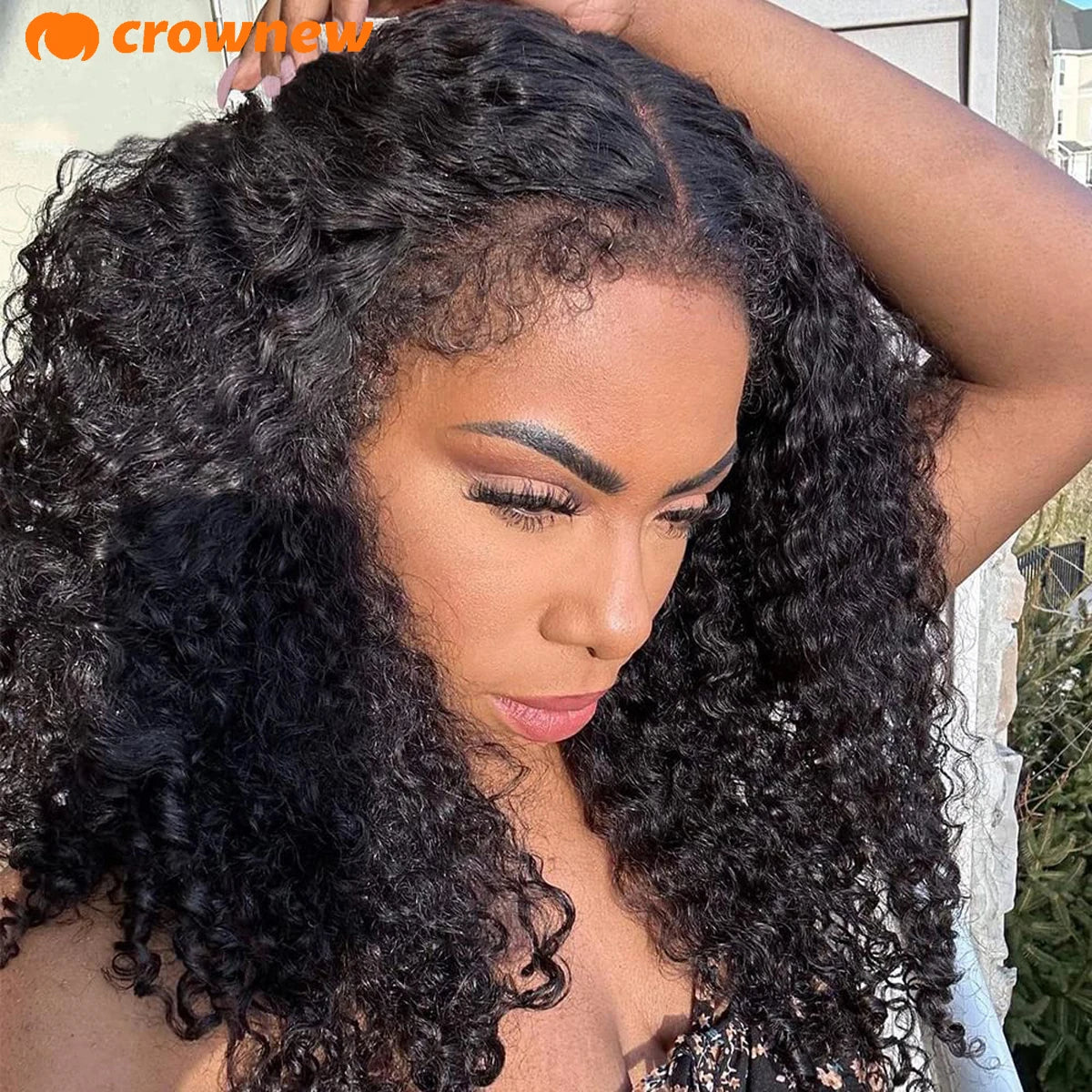 4C KinKy Edges Curly Baby Hair Natural Hairline Curly Lace Front Human Hair Wig 13X4 Hd Lace Front Human Hair Wig Preplucked Wig