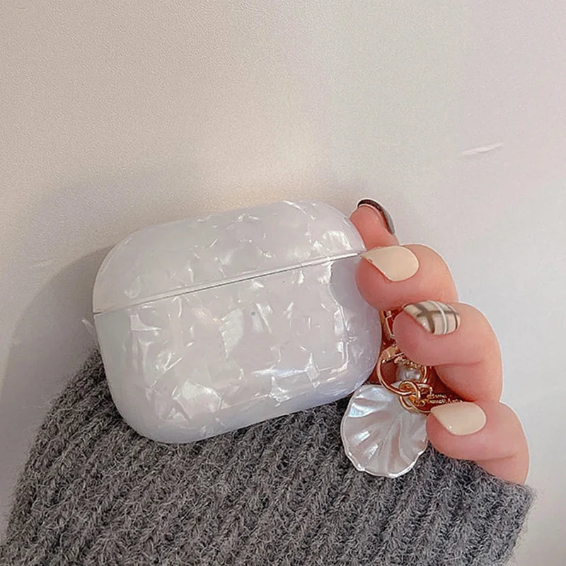 Dreamy Pearl Shell Soft Case with Keychain Pendant For Apple AirPods 4 3 Pro 2 1 Wireless Earphone Accessories Headset Box Cover
