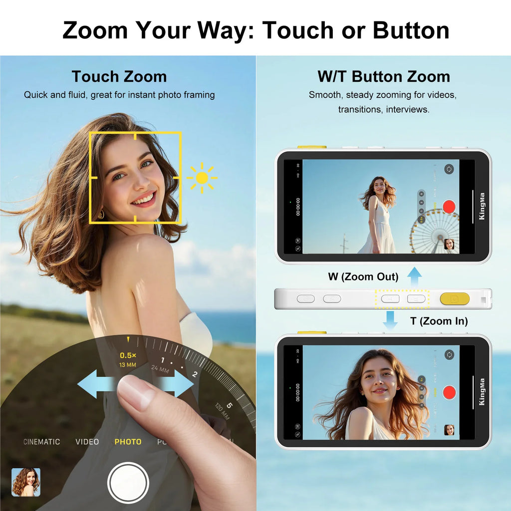 Phone Vlog Selfie Monitor Screen, Touchscreen Monitor, Wireless Transmission with Bluetooth Remote for iPhone Live Stream TikTok