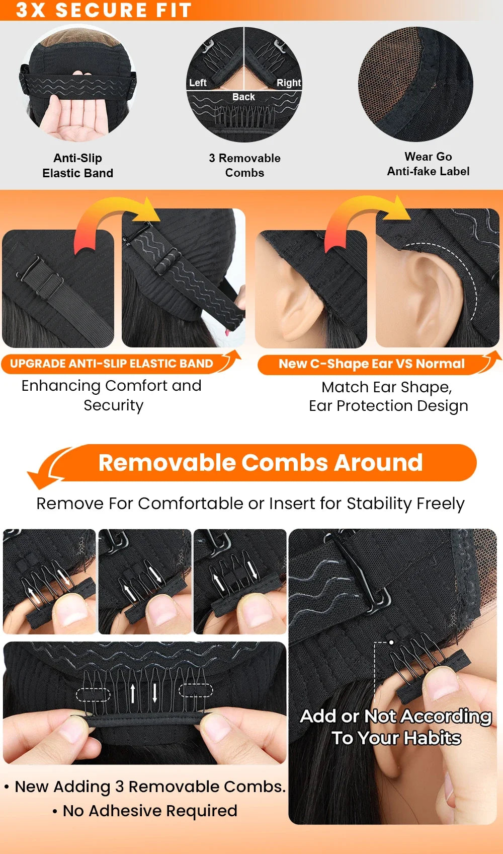 Glueless Invisible Strap Snug Fit 360 Full Lace Human Hair Wigs 7x5 Lace Closure Wig 250% Inspired Layers With Curtain Bang Wig