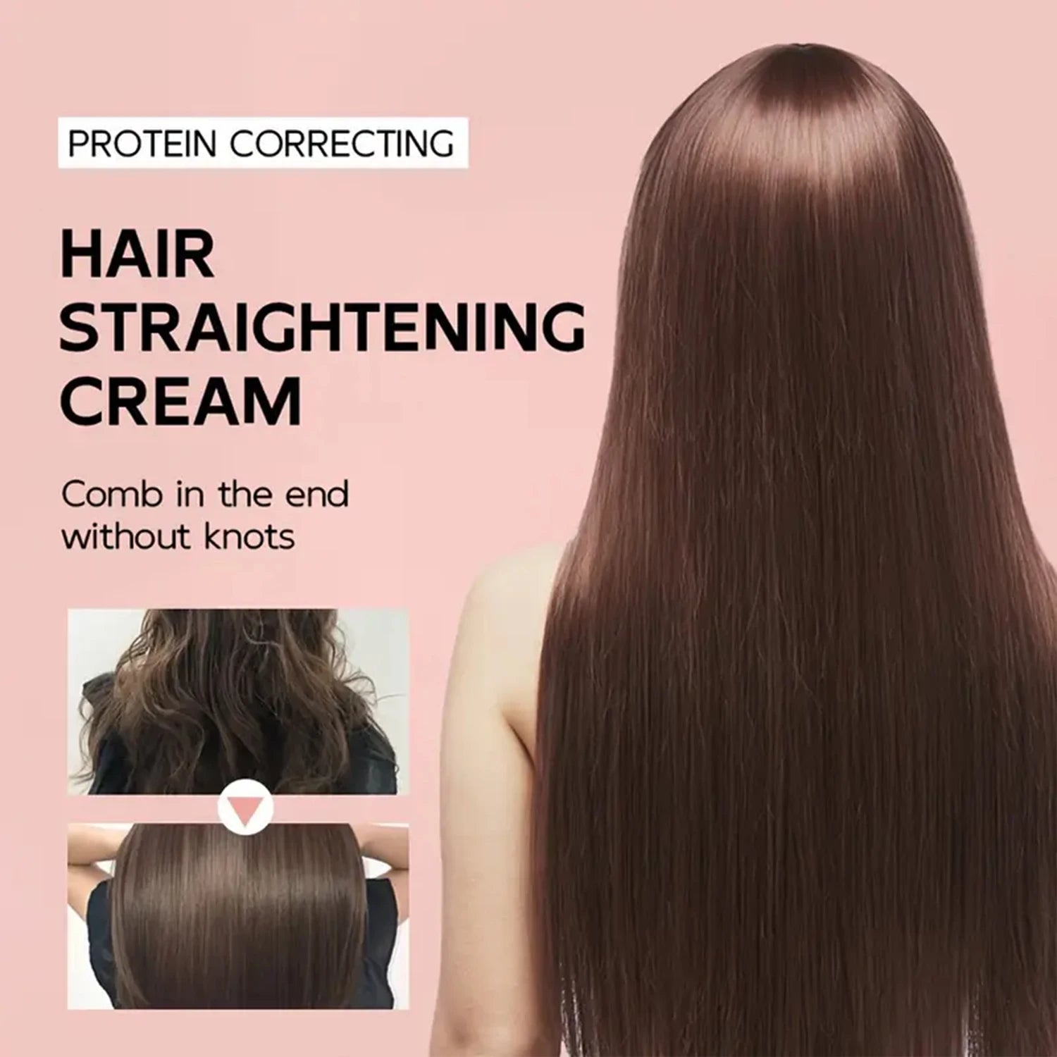 Protein Correcting Hair Cream. Straightening Smoothing Formula. Comb Without Knots. Repairs Conditions Strands.