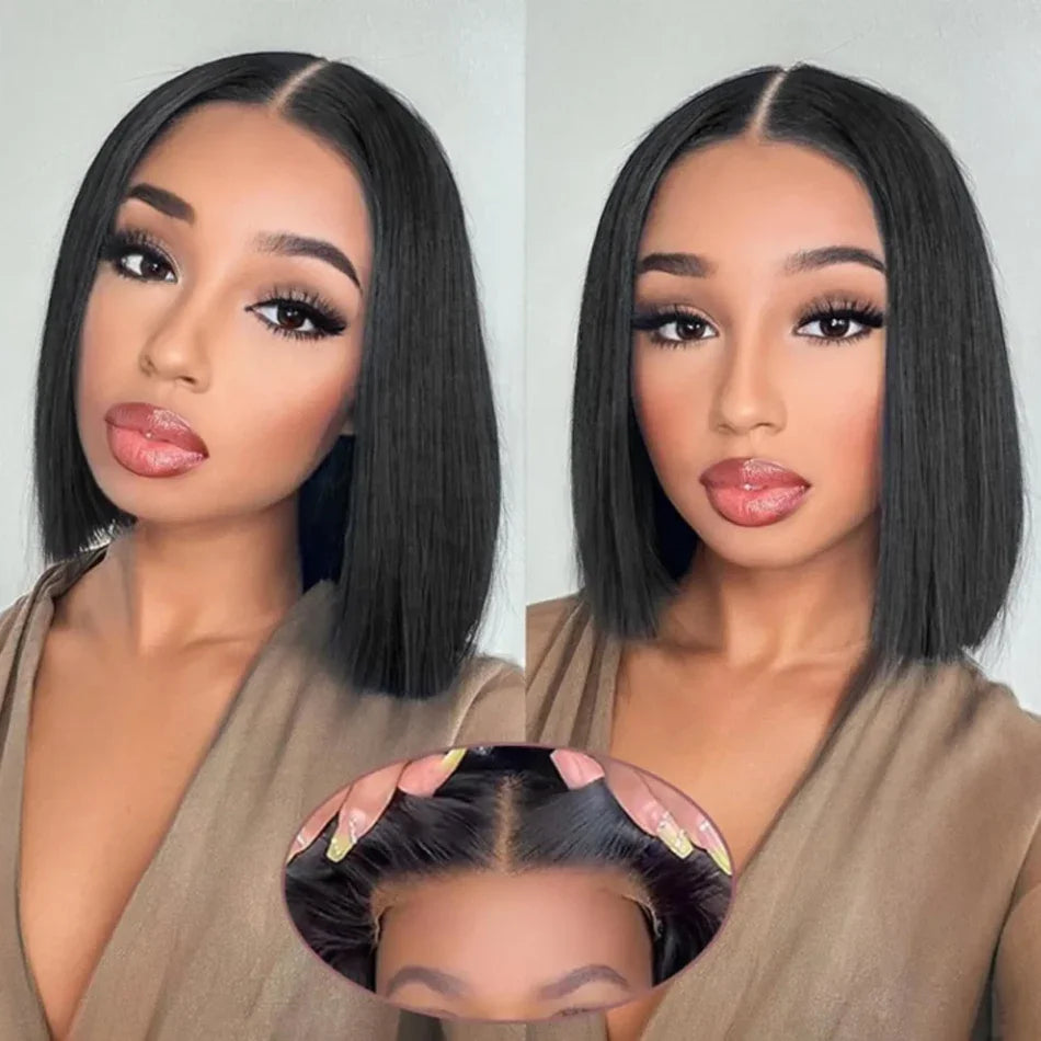 Wear and Go Glueless Wigs Human Hair PrePlucked Pre Cut 7x5 Straight Lace Closure Wigs Ready to Wear Wigs For Women 180 Density