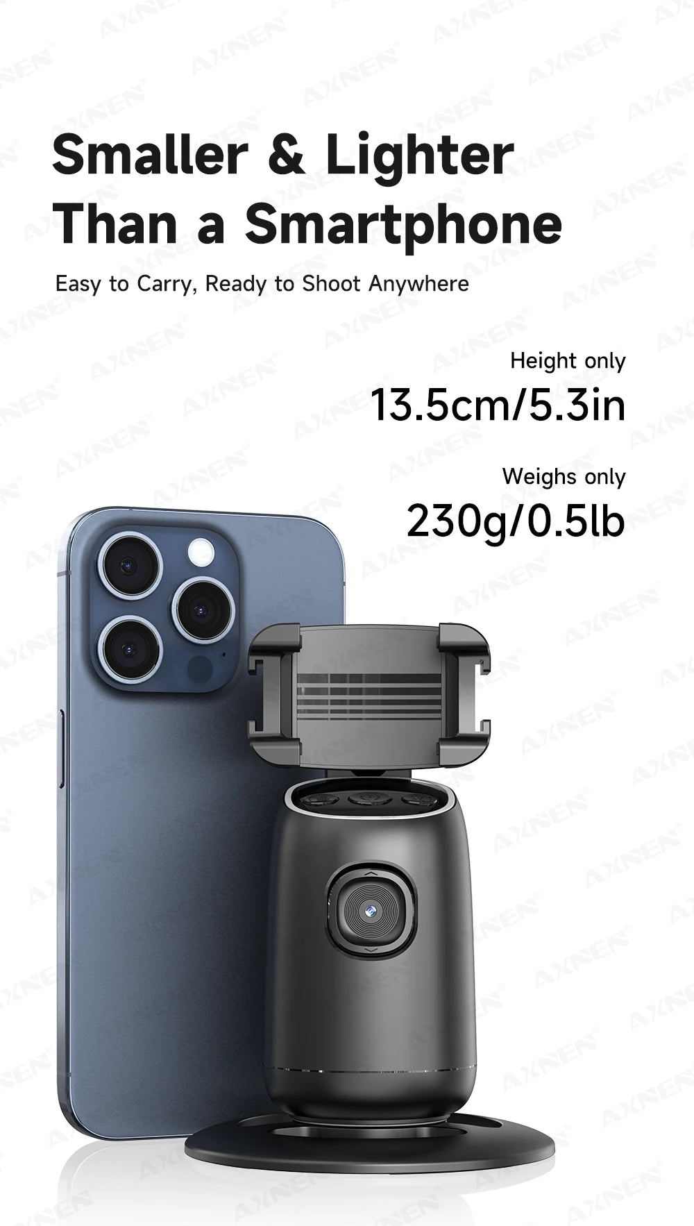 P05 AI Follow Gimbal 360 Rotation Face Tracking Stabilizer Filming Portable Desktop Cellphone Holder for Live/Photo