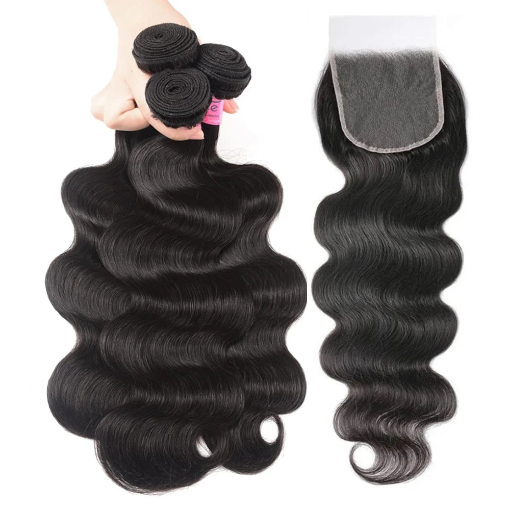 UNICE Hair Body Wave Human Hair Bundles 2/3/4 PCS With 13x4 Lace Frontal / 4X4 Lace Closure / 5x5 HD Lace Closure