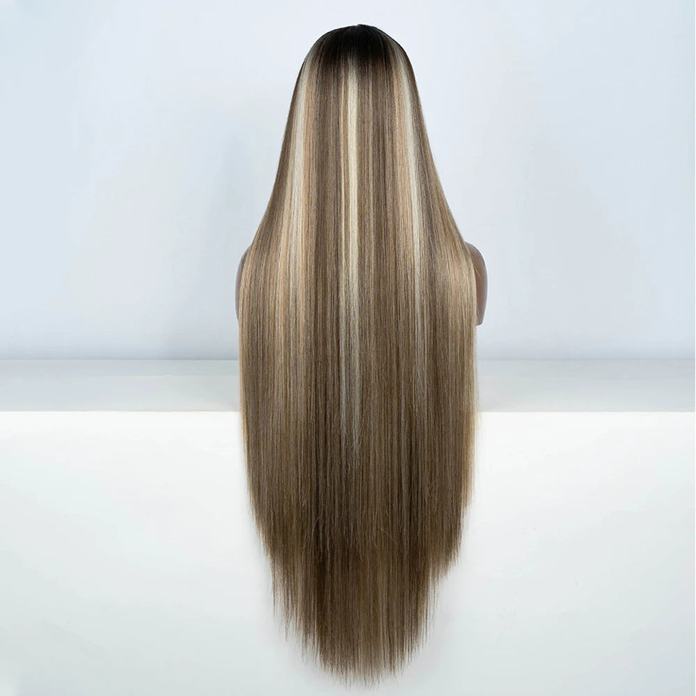 Premium 38 Inch Synthetic Lace Front Wig - Long Straight Heat Resistant Hair for Women