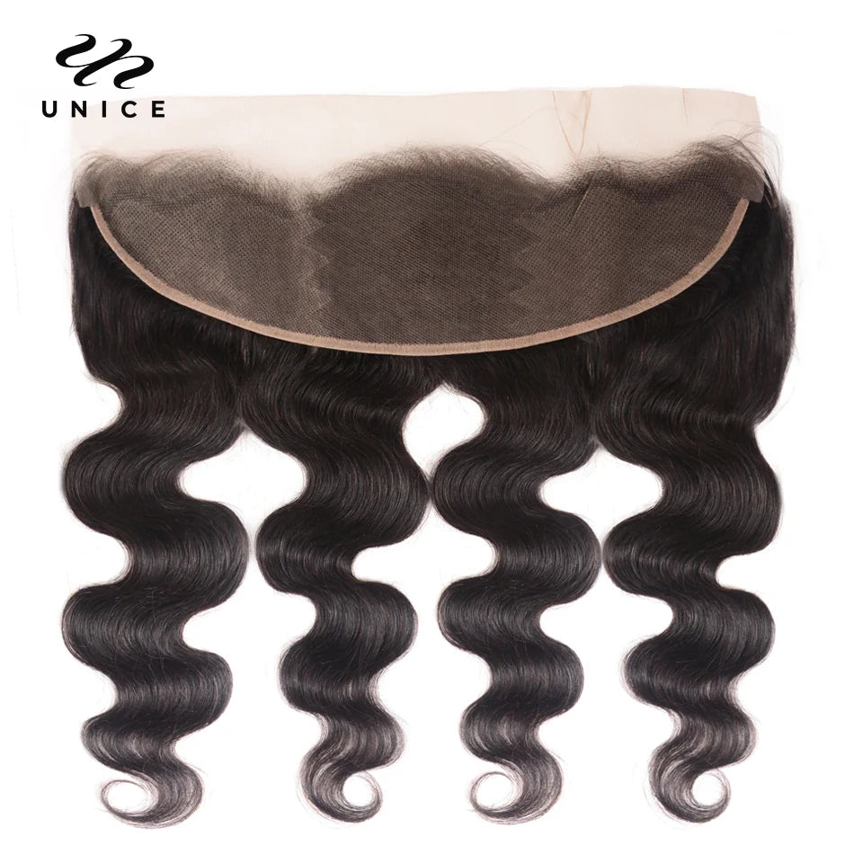 Unice Hair Brazilian Body Wave 3 Bundles With Lace Frontal Closure 13x4 Free Part 100% Human Hair Bundles with Frontal