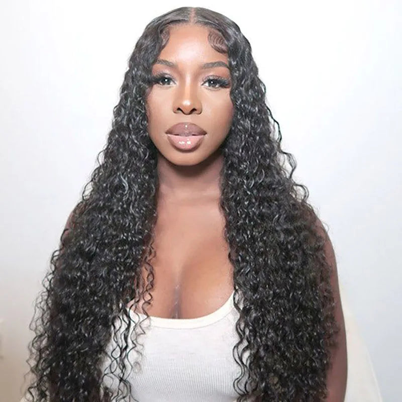 ISEE Hair Pre Bleached Knots 7x5 Water Wave Wig Wear And Go Glueless Human Hair Wig Transparent Pre Cut Pre Plucked Curly Wigs