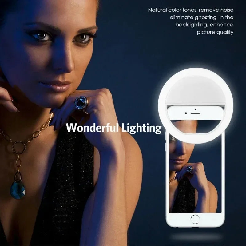 Led Selfie Ring Light Portable USB Charge Phone Lens Lamp Mobile Phone Live Broadcast Video Selfie Fill Light for All Smartphone