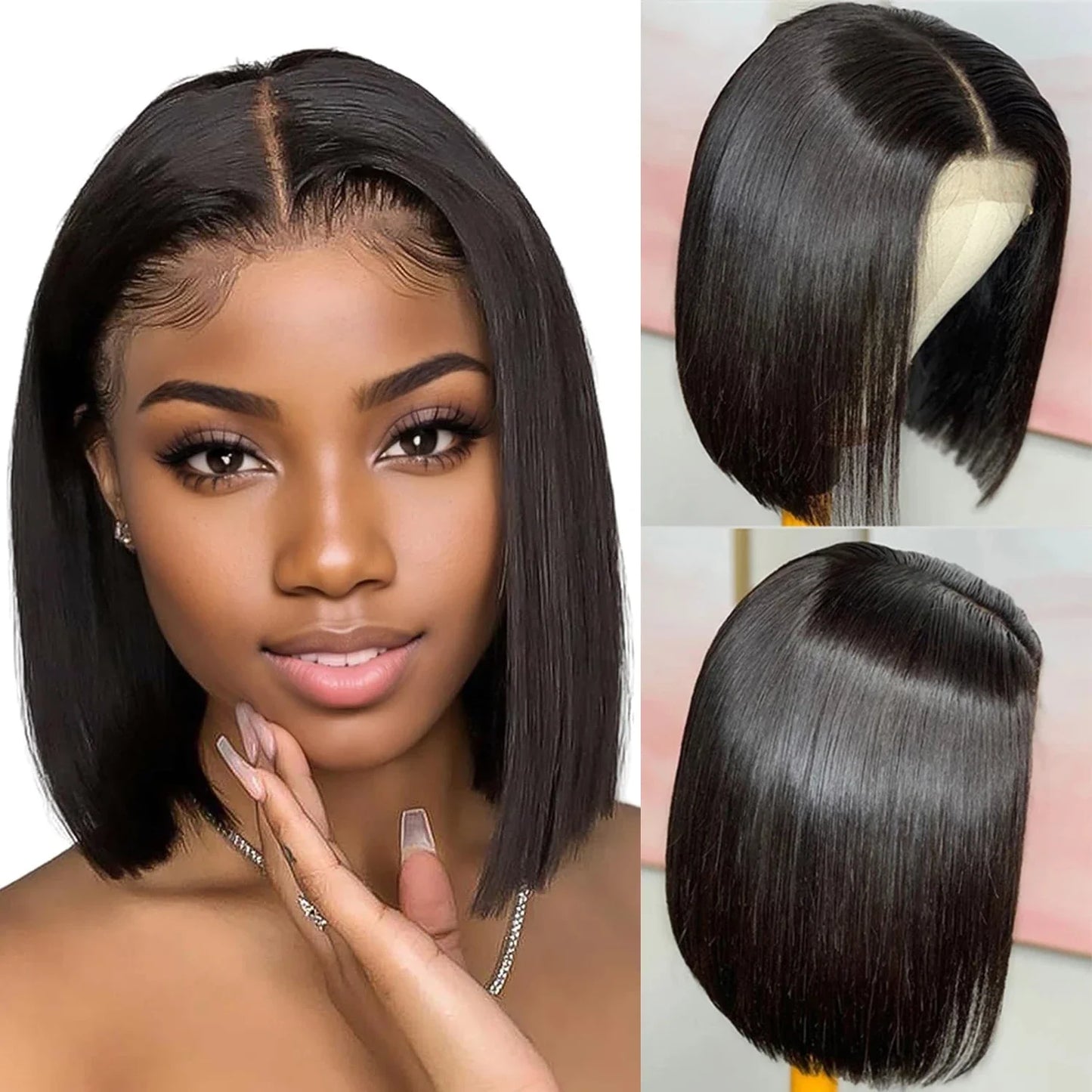 Wear and Go Glueless Wigs Human Hair PrePlucked Pre Cut 7x5 Straight Lace Closure Wigs Ready to Wear Wigs For Women 180 Density