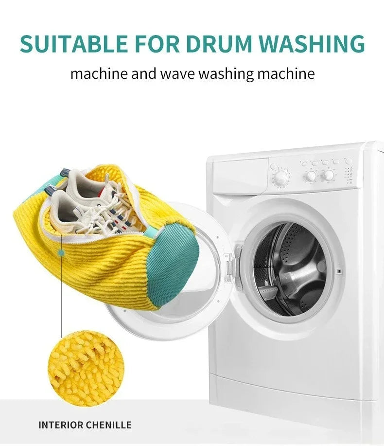2/1PCS Shoe Washing Bag Washing Machine Laundry Bags with Zipper Closure Shoes Cleaning Bags Shoes Laundry Fluffy Fibers Sneaker