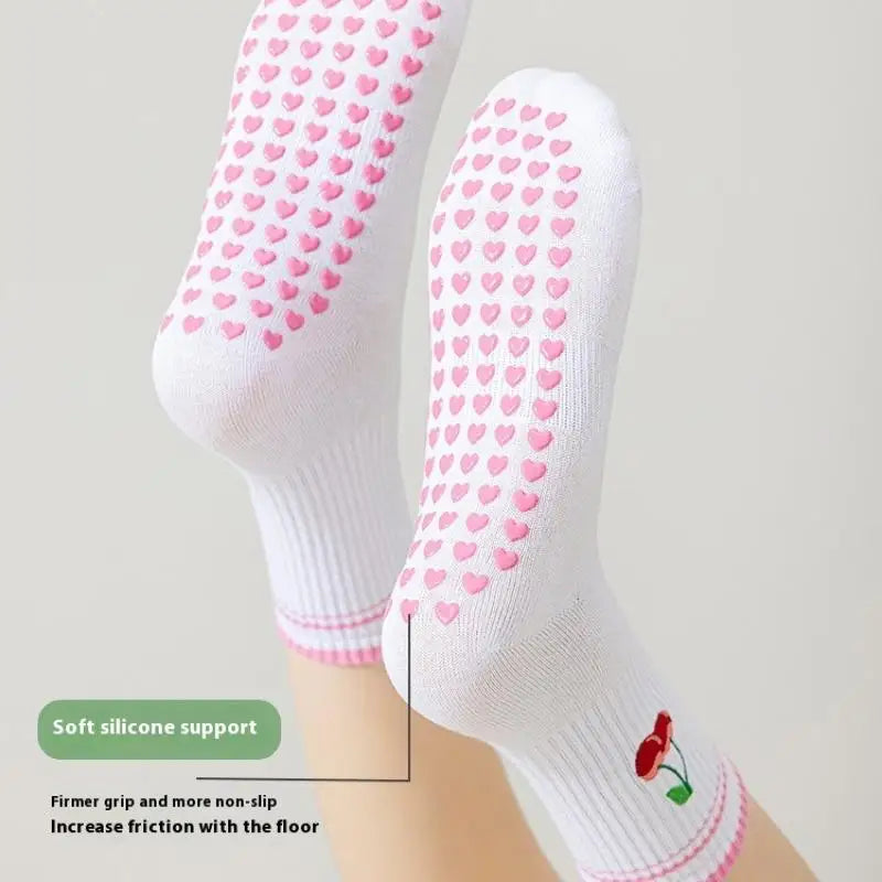 Cotton Breathable Mid-calf Yoga Socks Anti-slip Sports Socks Pilates Socks Dance Fitness Training Socks