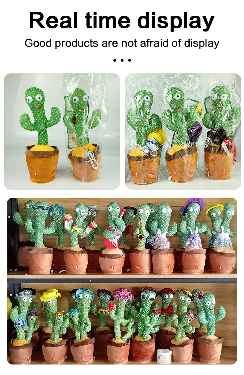 Dancing Talking Cactus Toys Singing Mimicking Recording Repeating What You Say Glow Stuffed Toy For Baby Boys Girl With clothing