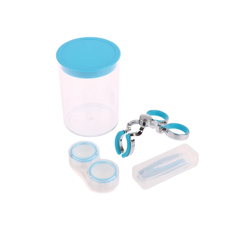 6Pcs/Set Contact Lens Wearing Tool Kit Tweezers Suction Stick Lenses Storage Soaking Box Integrated Clamp And Bucket