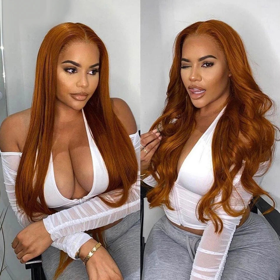 NEW 13x6 Ginger Blonde Colored Human Hair Lace Front Wigs 180% HD Lace Frontal Wigs Body Wave Honey Blonde Color Human Hair Wigs
