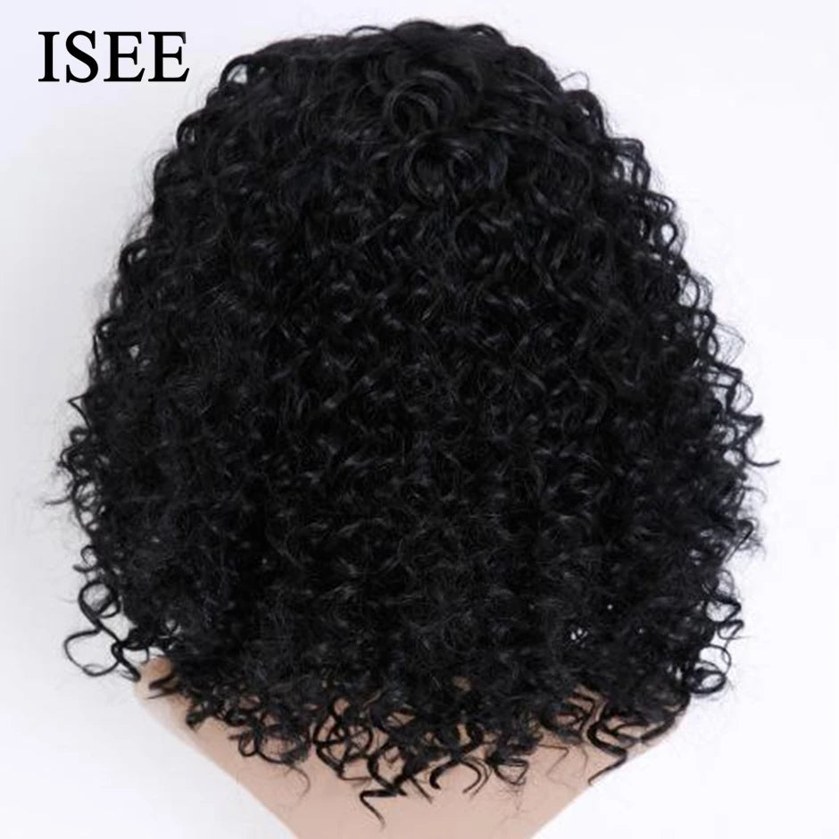 Glueless Isee Hair Mongolian U part Kinky Curly Wigs Human Hair For Women 180% Density Curly 100% Human Hair Wigs U Shape Wigs