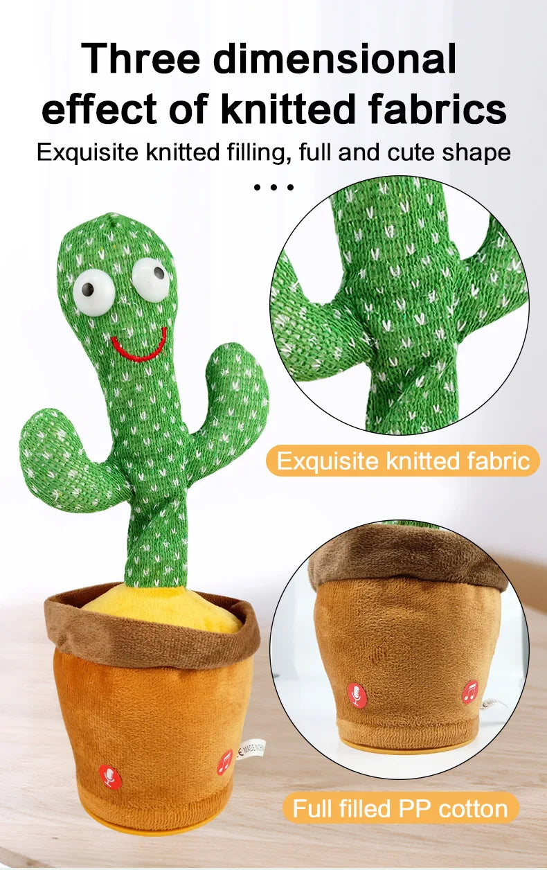 Dancing Talking Cactus Toys Singing Mimicking Recording Repeating What You Say Glow Stuffed Toy For Baby Boys Girl With clothing