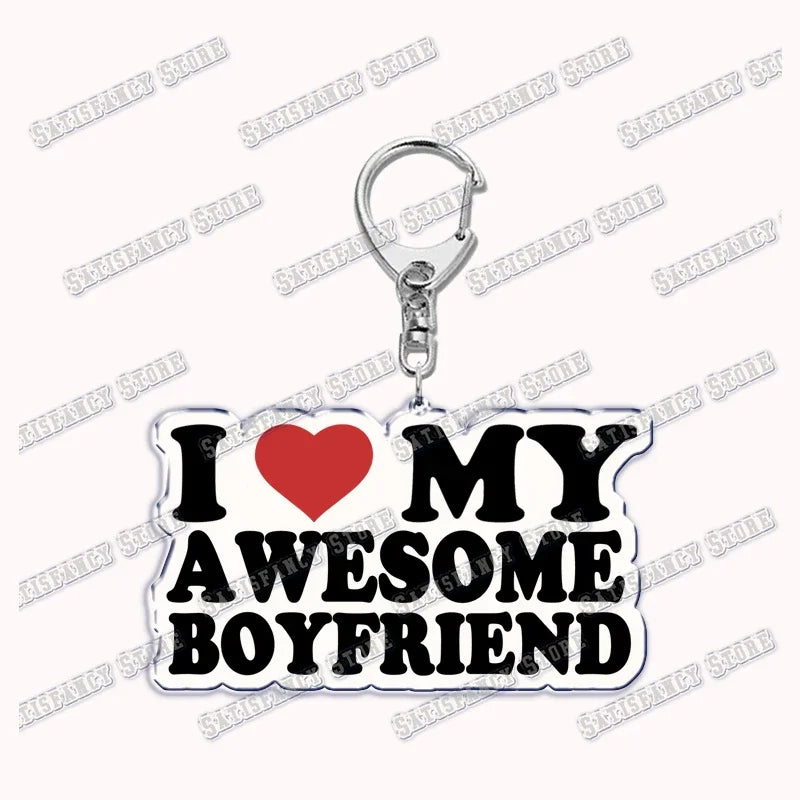 Custom I Love You My Fictional Boyfriend Awesome Girlfriend Keychain Emo Boys Hot Wife Mom Dad Key Ring Keychains Bf Gf Gifts