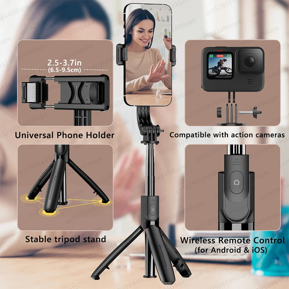 TOKQI-L21 Selfie Stick Telescopic Travel Handheld Tripod Portable Phone Stand for Cell Phone Live Streaming TikTok Recording