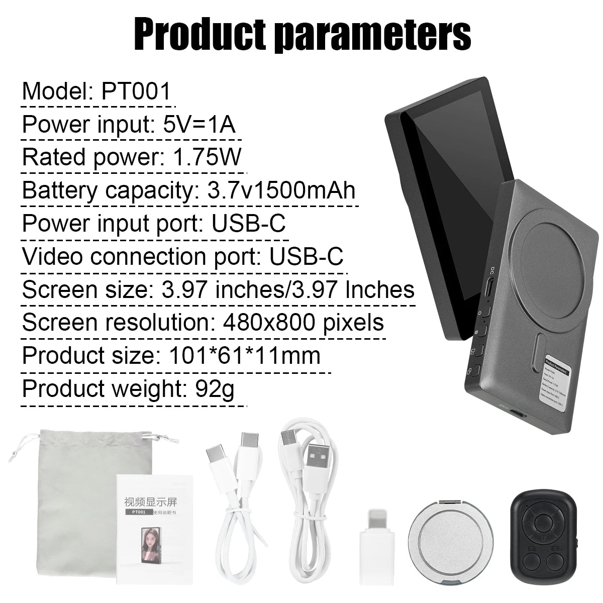Mobile Phone Wireless Magnetic Selfie Monitor Screen For Smartphone Vlog Live Stream Video Recording for iPhone Android phone
