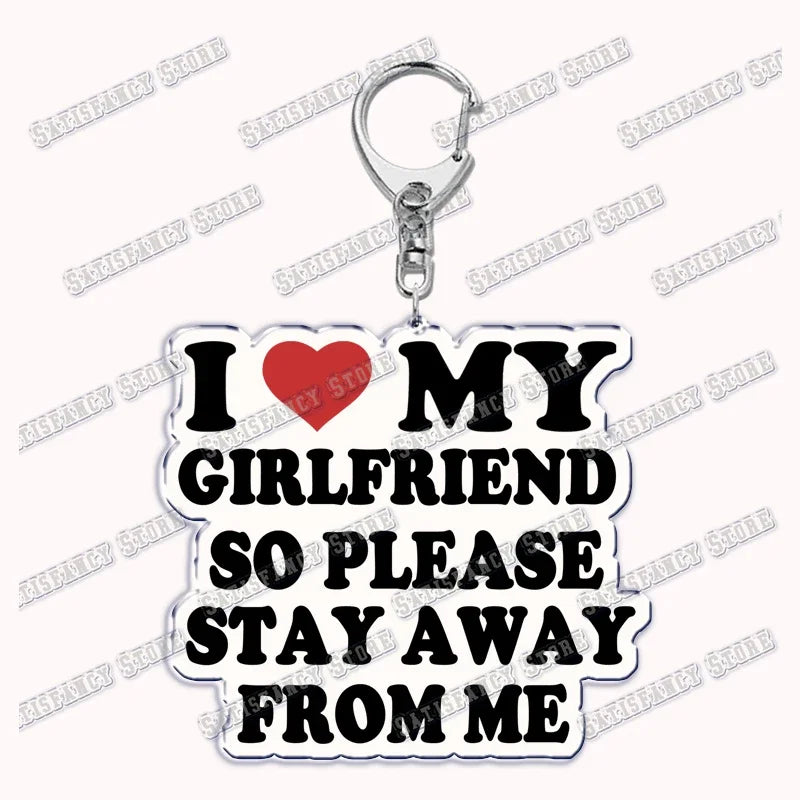 Custom I Love You My Fictional Boyfriend Awesome Girlfriend Keychain Emo Boys Hot Wife Mom Dad Key Ring Keychains Bf Gf Gifts