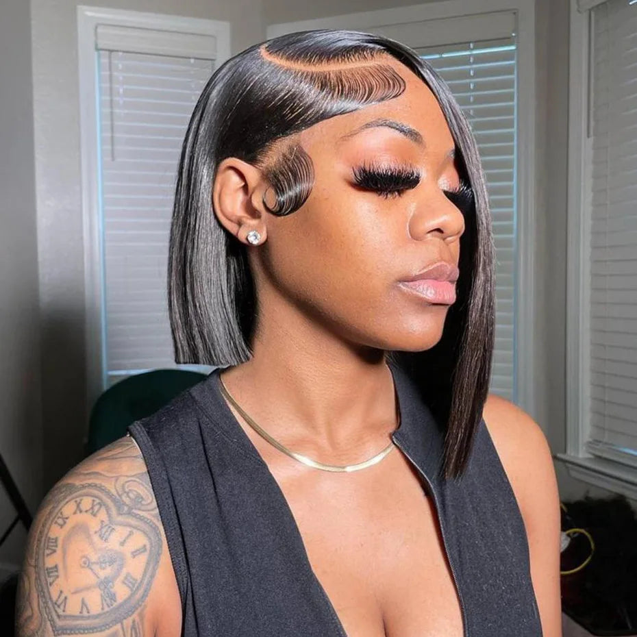 5x5 13x4 13x6 Bone Straight Bob Short Wigs Half Lace Front Wig Human Hair Vietnamese Raw Human Hair Lace Frontal Wig 250 Density