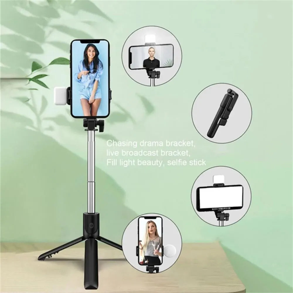 Portable Wireless Bluetooth Selfie Stick Tripod With LED Light Bluetooth Remote Foldable Tripod For Smartphone Video Live Holder