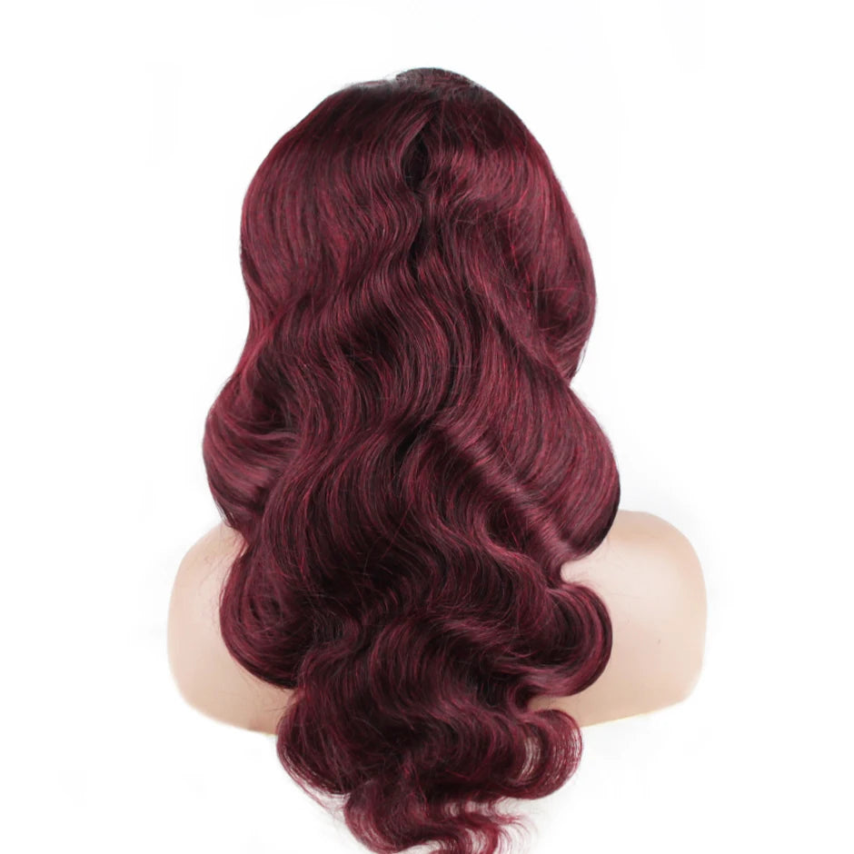 ISEE Hair Wig Brazilian Body Wave Colored Lace Front Wigs Chocolate Brown Human Hair Reddish Brown Closure Wig 99j Burgundy