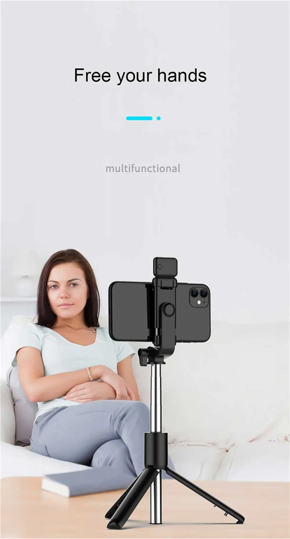 Portable Wireless Bluetooth Selfie Stick Tripod With LED Light Bluetooth Remote Foldable Tripod For Smartphone Video Live Holder
