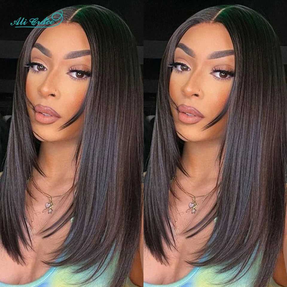 Ali Grace Glueless Wig Pre-cut 5x6 Lace Closure Straight Human Hair Wig Pre-Plucked New Trendy Layered Cut Hair Wigs For Women