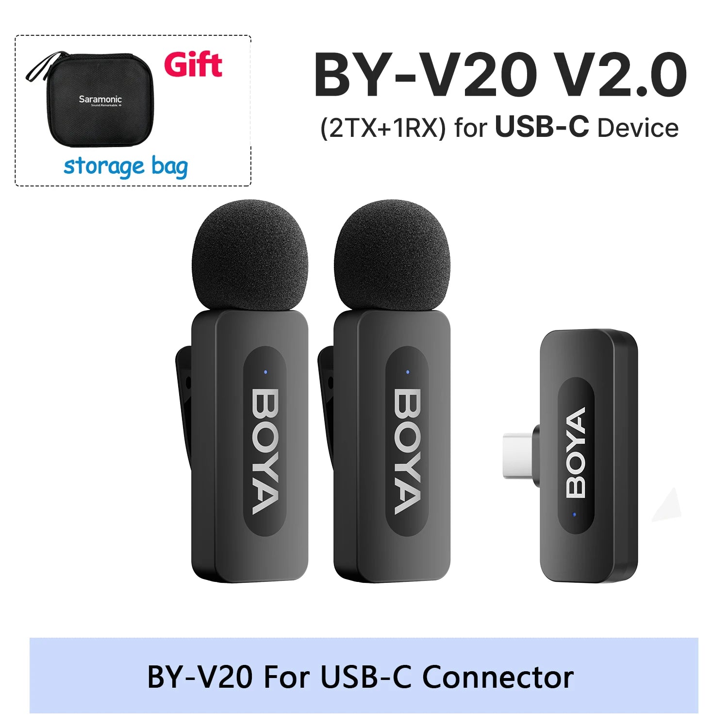 BOYA BY-V Professional Wireless Lavalier Mini Microphone for iPhone iPad Android Live Broadcast Gaming Recording Interview Vlog