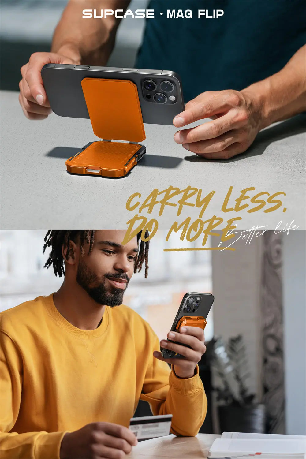 SUPCASE Magnetic Tripod Phone Stand Credit Card Holder for iPhone 16/15/14/13/12 Adjustable Phone Stand Compatible with MagSafe