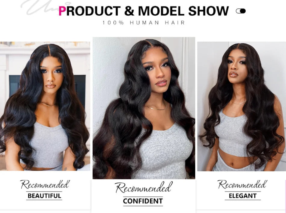 UNice 7x5 Glueless Wig Pre Bleached Pre Cut Pre Plucked Body Wave Human Hair Lace Wig Ready To Wear Go Lace Closure Wig