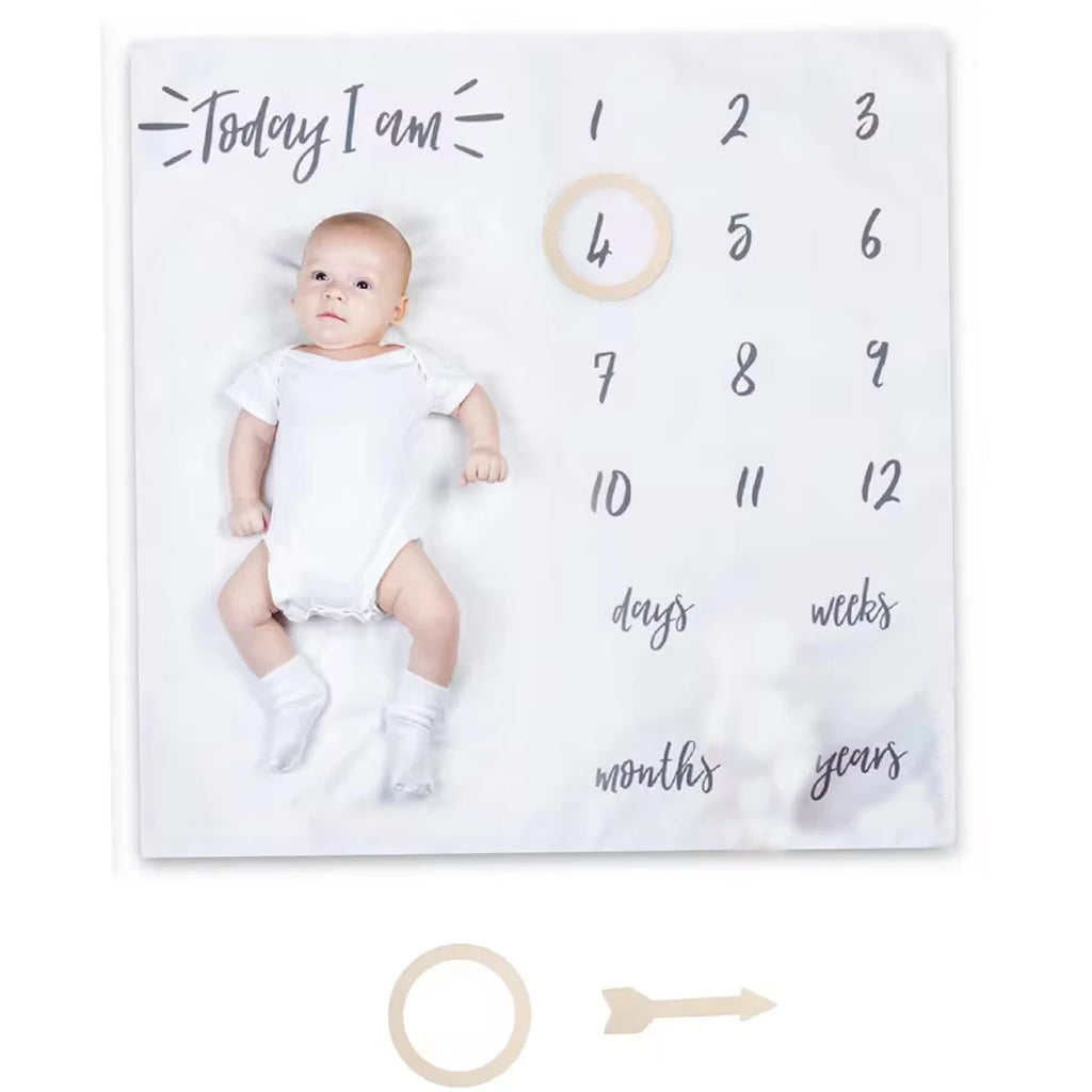 Ylsteed Newborn Milestone Blankets Baby Monthly Growth Souvenirs Infant Photo Shooting Background Blanket Match Wood Dics Card