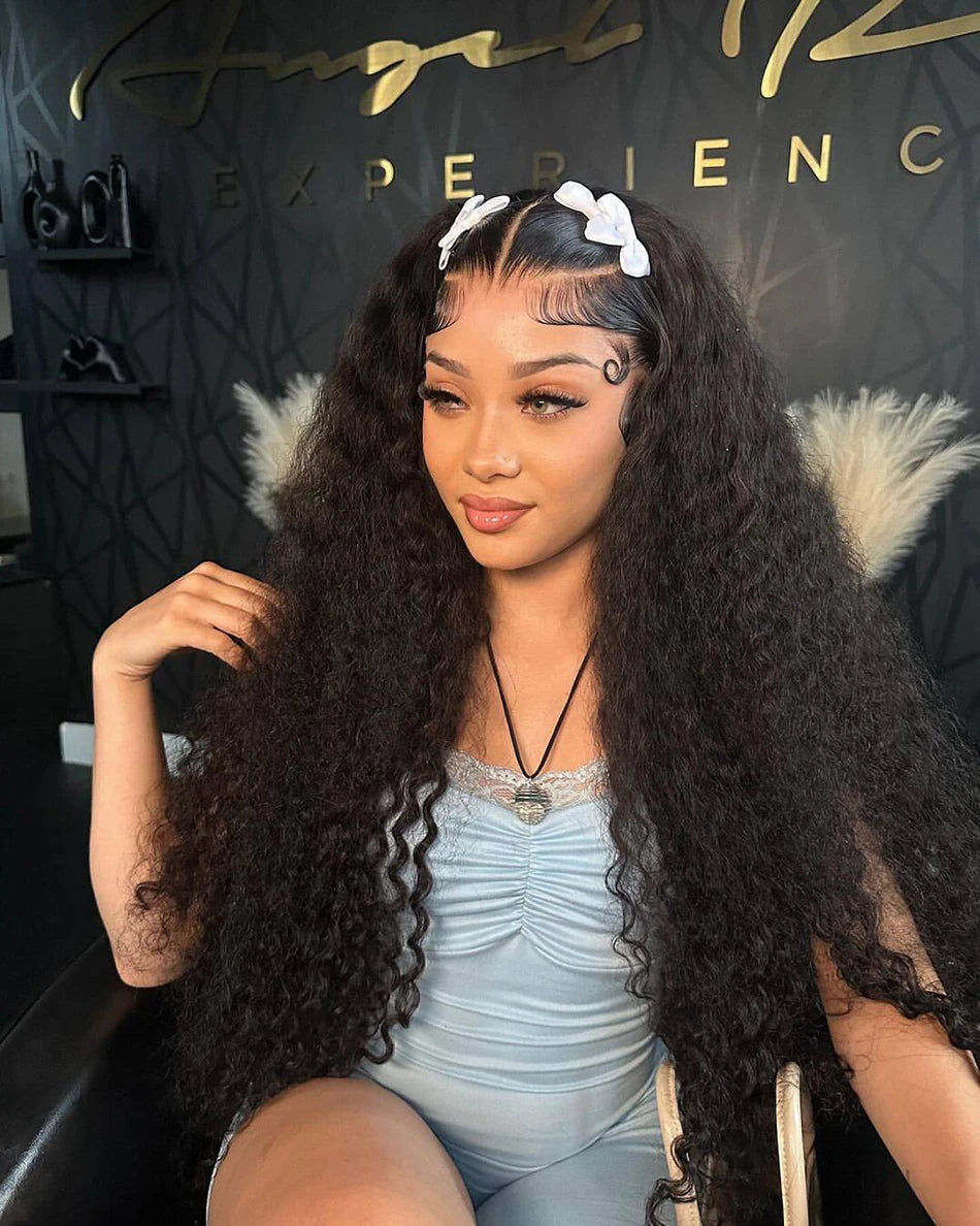 13x6 HD Lace Front Water Curly Wave Human Hair Wigs 40 Inch Long Exotic Jerry Curly Human Hair Frontal Wigs Full Bouncy