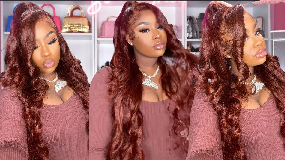 UNice Hair Reddish Brown Body Wave 13x4 Lace Front Wig Preplucked Human Hair Lace Frontal Wigs Can Do Any Part 30 Inch Long Wig