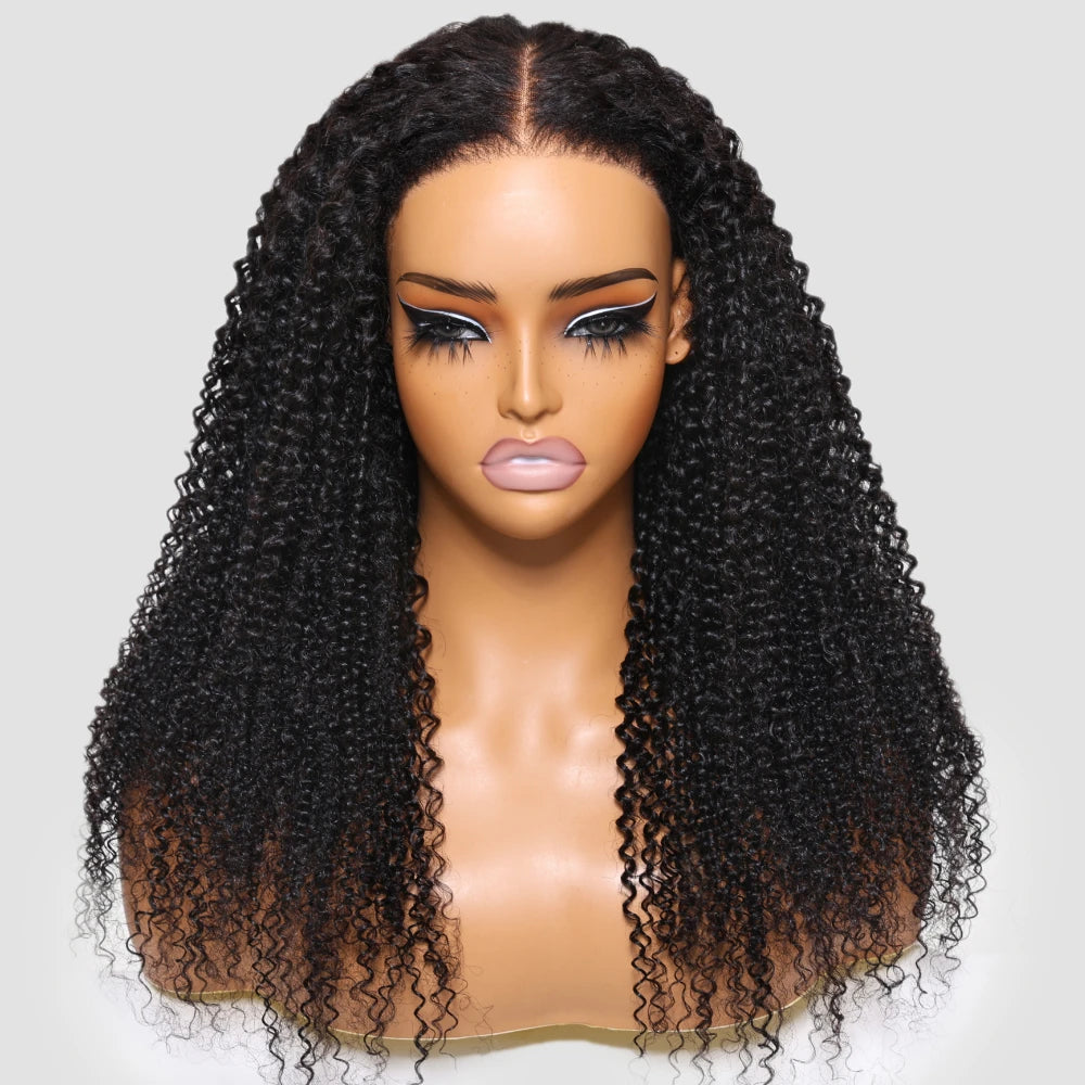 Unice Hair Realistic Edges Kinky Curly Wig Pre Cut Pre Bleached 7x5 Lace Closure Glueless Wig Human Hair Ready To Wear