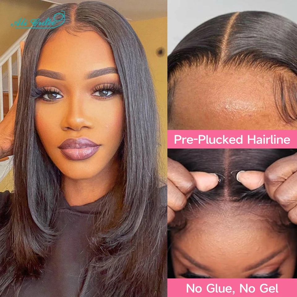 Ali Grace Glueless Wig Pre-cut 5x6 Lace Closure Straight Human Hair Wig Pre-Plucked New Trendy Layered Cut Hair Wigs For Women