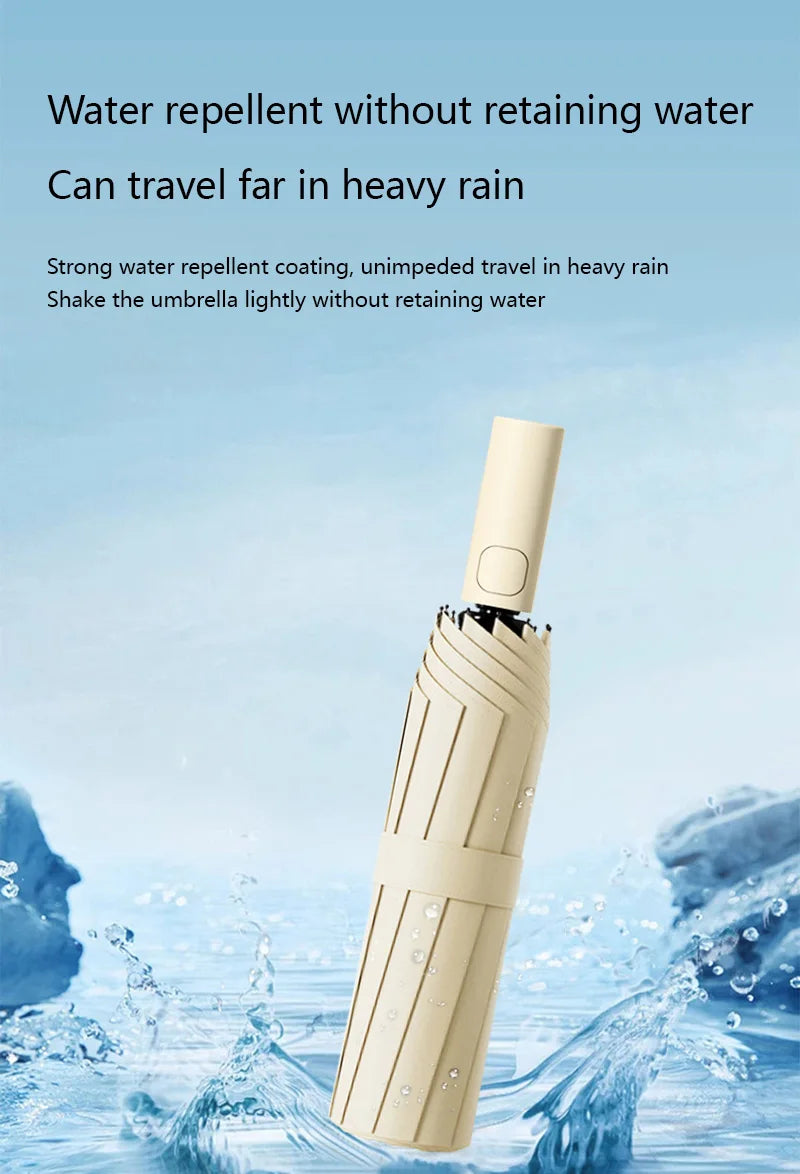 Automatic Umbrella 24 Bone Solid Color Automatic Umbrella Light Collapsible Large Size Outdoor Sunshade Uv Protection New