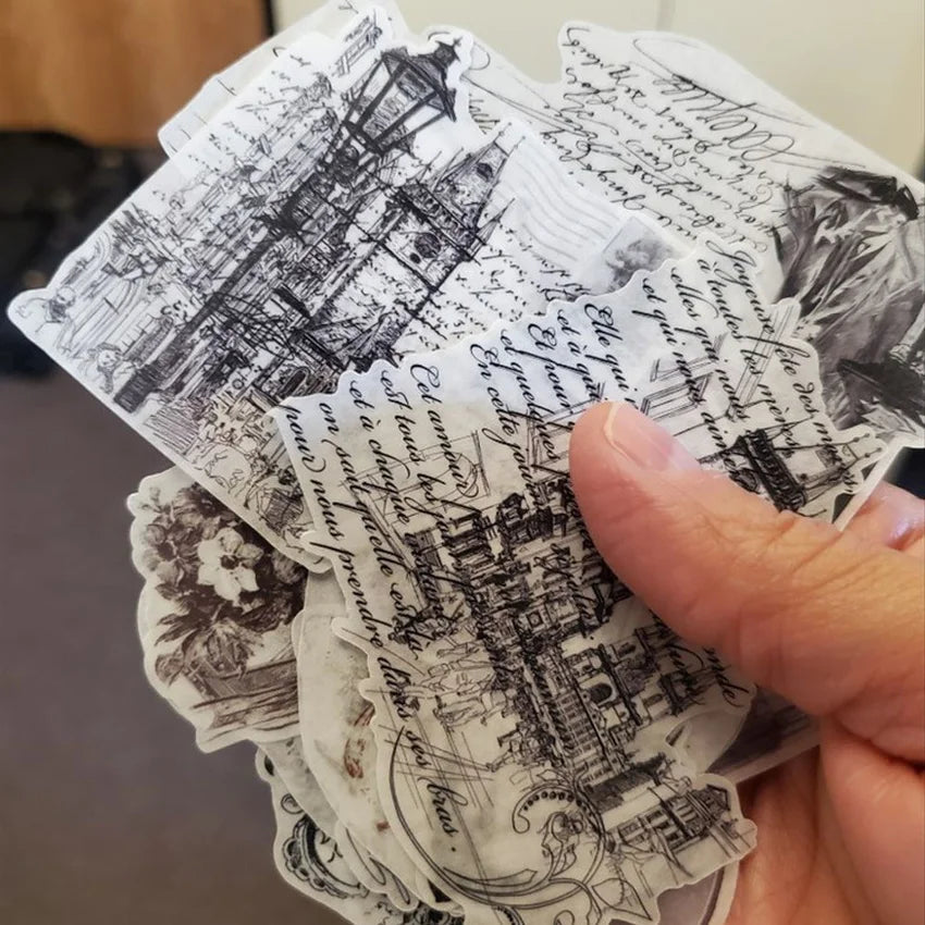 17Pcs/Bag Vintage Black White Newspaper Sticker DIY Craft Scrapbooking Album Journal Happy Planner Decorative Stickers