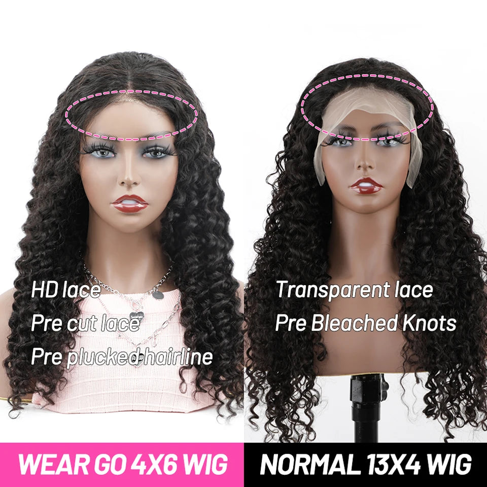 ISEE Wear Go Wig Brazilian Deep Wave Pre Bleached Knots 13x4 Lace Wigs 7x5 HD Glueless Pre Plucked Human Wigs Ready To Go