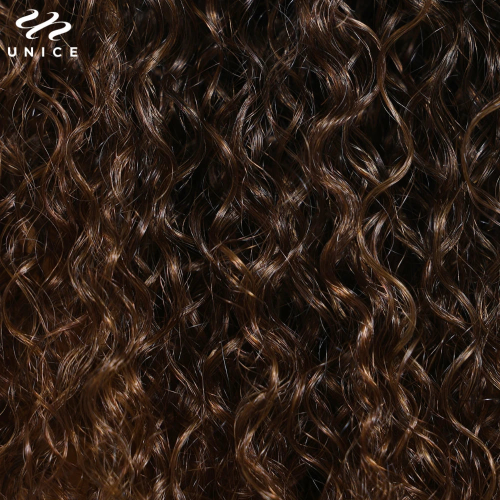 UNICE Hair Jerry Curly V Part Wig Human Hair Upgrade U Part Wig EasiContour Minimal Leave-Out Super Natural 100% Human Hair Wig