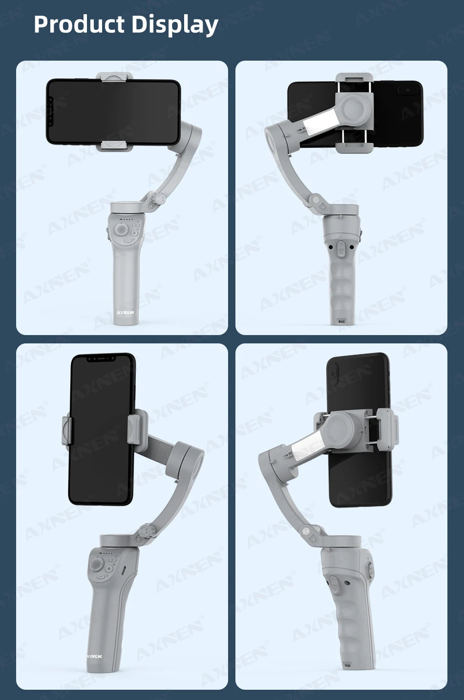 3 Axis Handheld Gimbal Stabilizer for Smartphone with Fill Light for iPhone Android Face Tracking Tiktok Vlog Smart Gimbals HQ6
