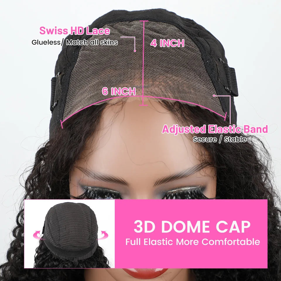 Wear Go Glueless Wig ISEE Indian Kinky Curly Short Bob 7x5 Glueless Wig Human Hair Ready To Wear 13x4 Wig Pre Bleached Knots