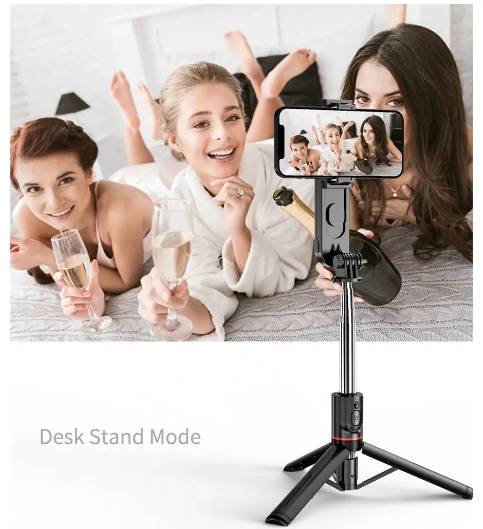 Wireless Bluetooth Selfie Stick Foldable Portable Tripods with Fill Light Shutter Remote Control For Smartphone Video Recording