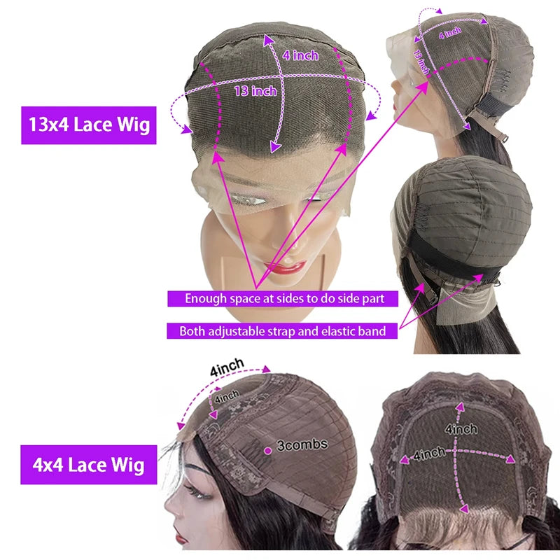 13x4 Lace Front Bob Wig Human Hair 200 Density Brazilian Virgin Straight Hair Wig Pre-Plucked Natural Black