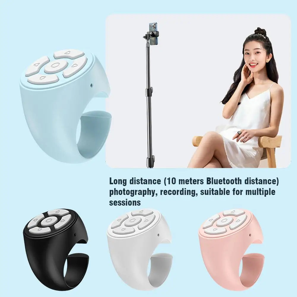 Portable Multi Function Bluetooth Remote Control For Fingertip Selfies Video Control Automatic Page Turning Browsing On Photo