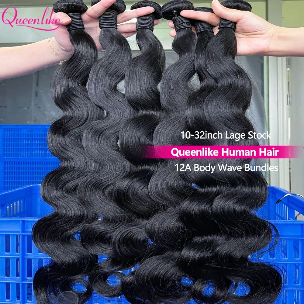 24 Inch Body Wave Human Hair Bundles - 12A Brazilian Raw Hair Weave Extensions (1-3 Bundles)